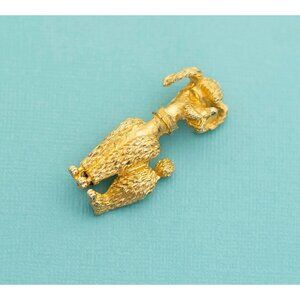 Vintage Gold Tone Poodle Brooch, E25